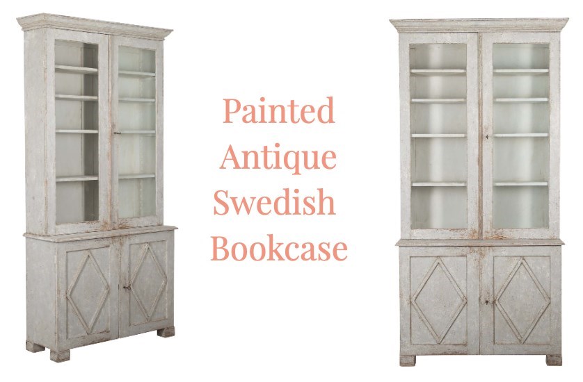 painted swedish antique bookcase