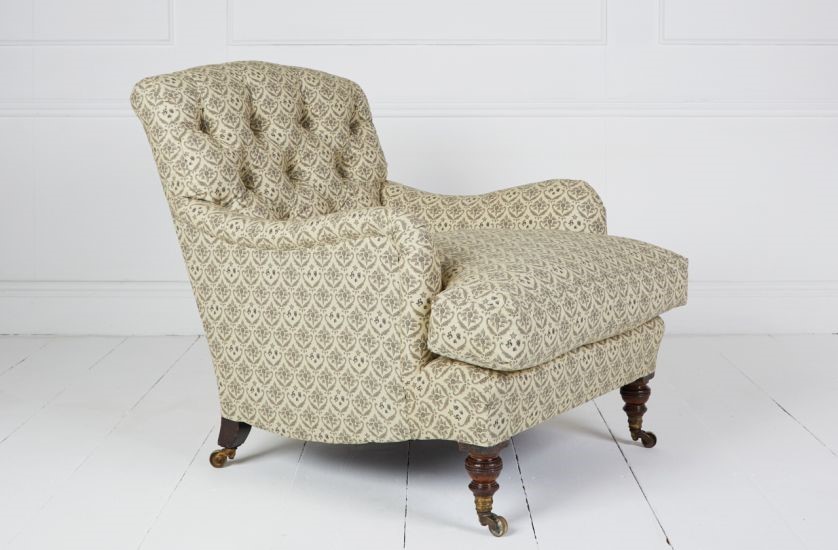 Bridgewater armchair by Howard and Sons covered in Howard ticking