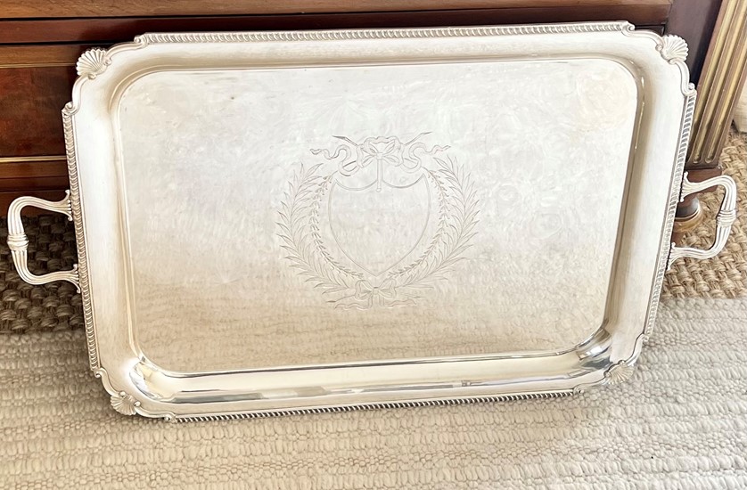 Extra large Victorian silver plated serving tray