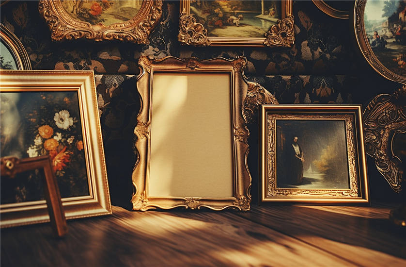 Collection of antique picture frames 